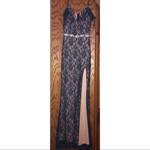 Long sparking navy blue dress